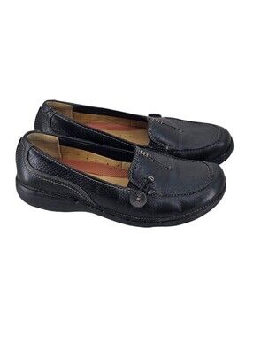 Clarks Structured Navy Blue Leather Comfort Loafers Slip On Shoes 8.5M